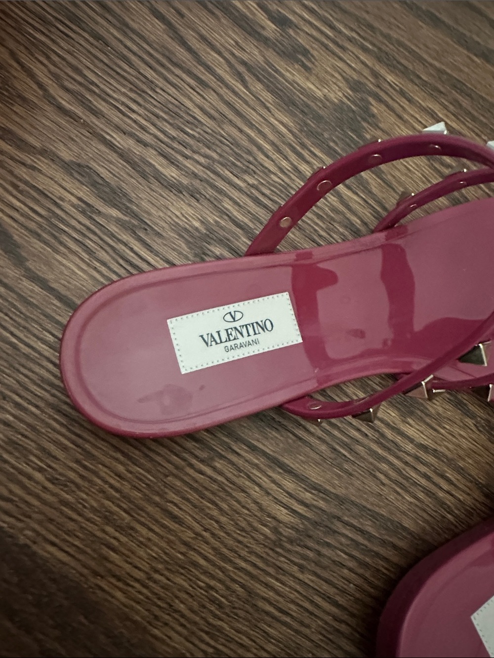 Valentino Pink Jelly Studded Thong Sandals - Picture 9 of 14